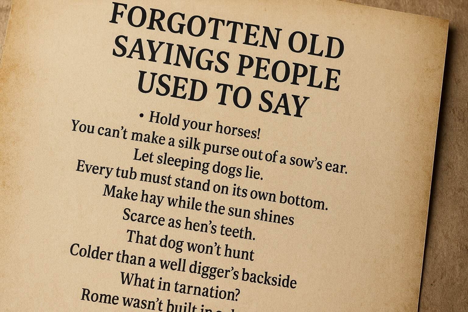 Forgotten Old Sayings People Used to Say