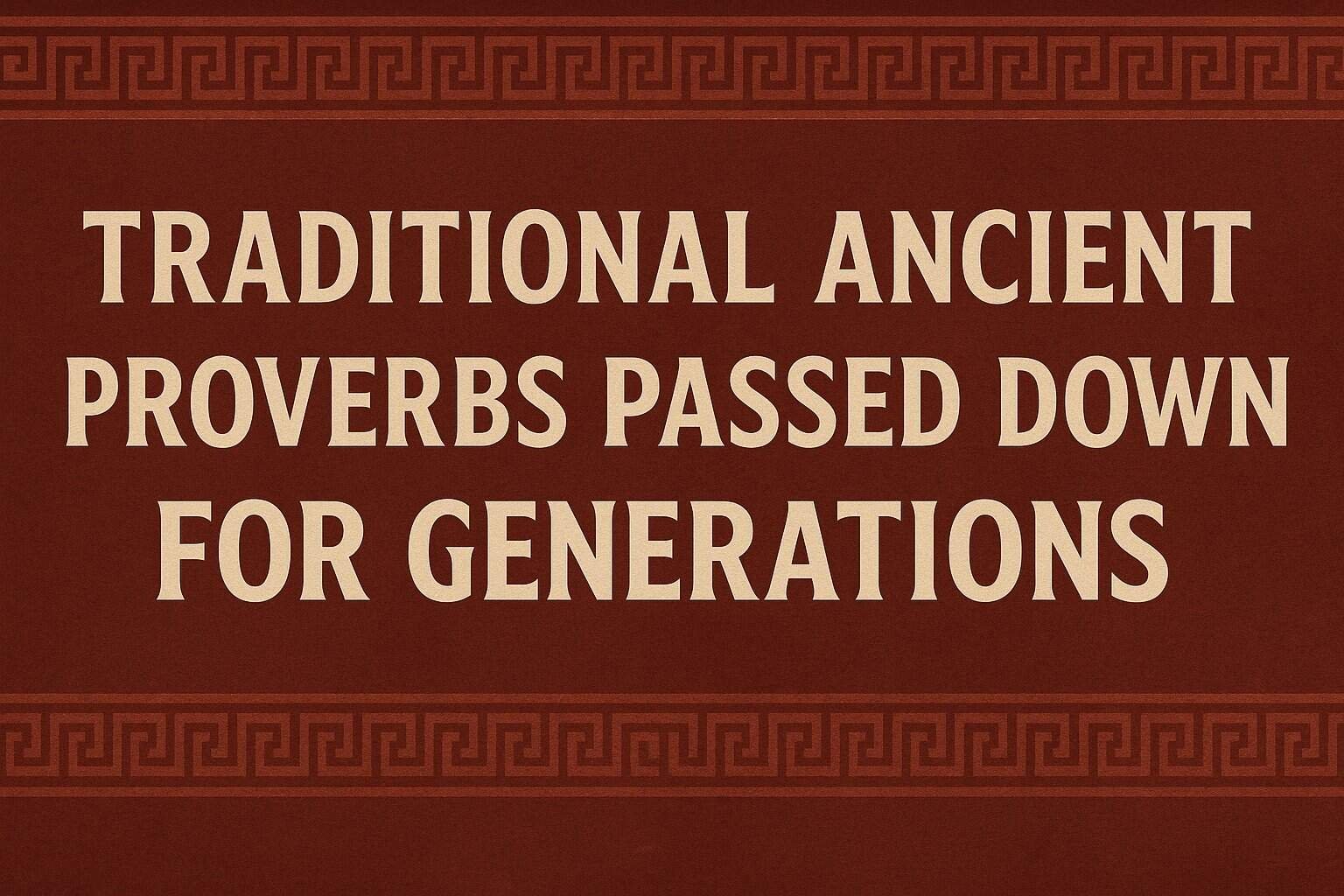 Traditional Ancient Proverbs Passed Down for Generations
